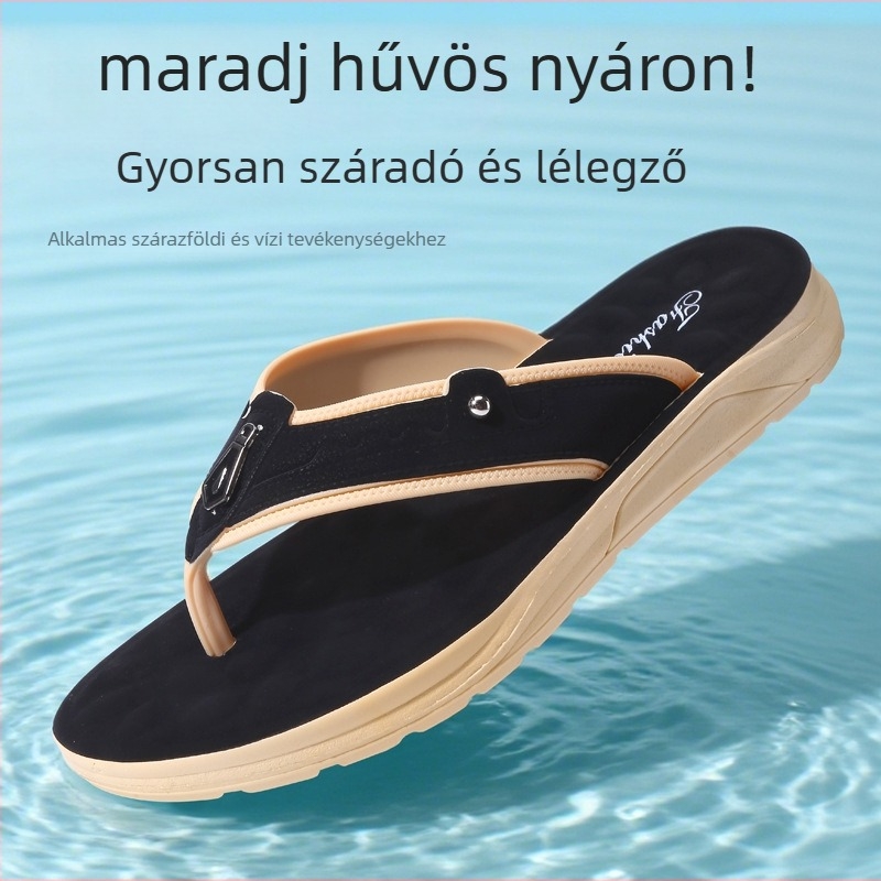 Férfi flip-flopok PVC felsőrésszel, poliuretán talppal, injektált talp technológiával, nyitott orr dizájn