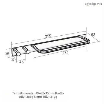 Fúrás nélküli 304-es rozsdamentes acél törölközőtartó rúd és törölközőgyűrű fürdőszobába