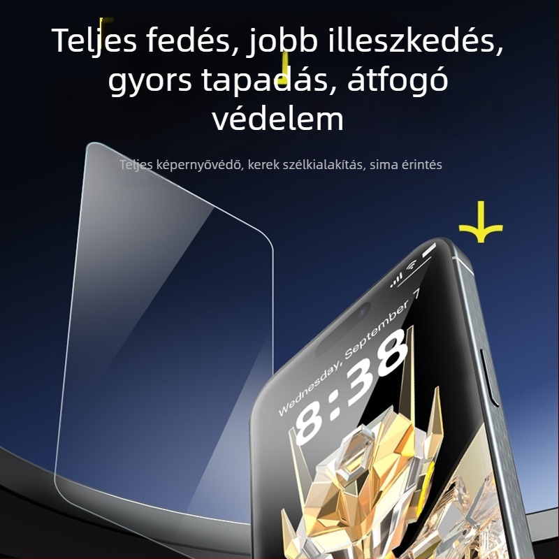 Edzett üveg kijelzővédő iPhone 14 Pro Max-hoz — teljes lefedettség, adatvédelmi funkció (anti-peep), anti-nyomok, porálló