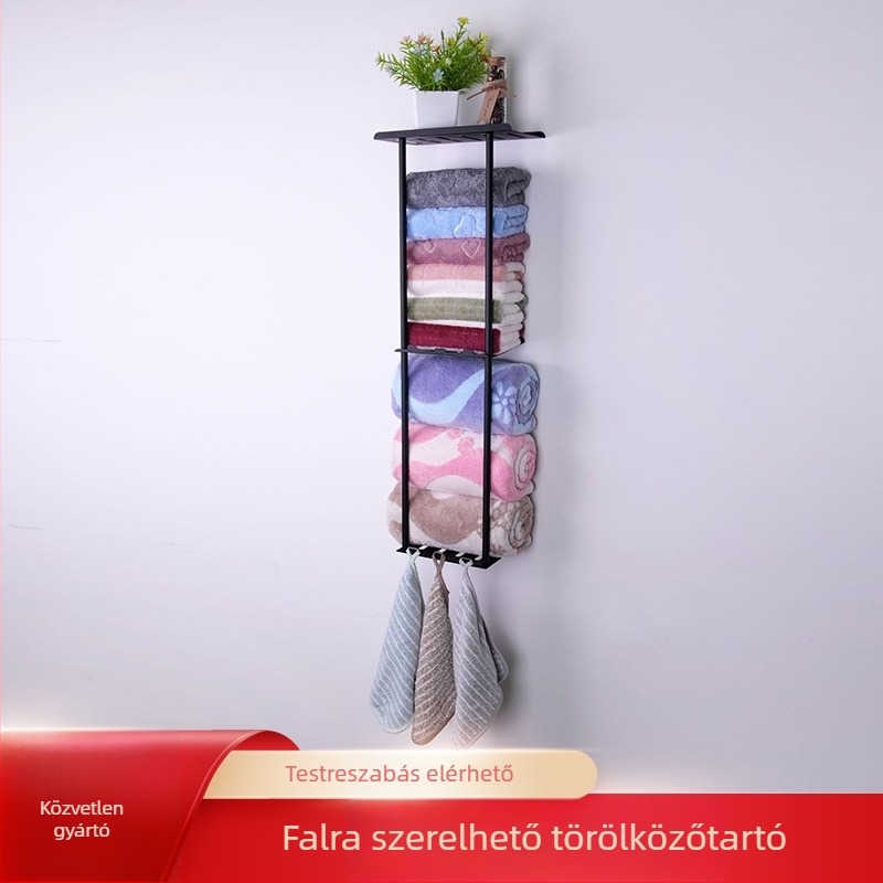 Fali szerelésű vasból készült fürdőszobai törölközőtartó, egyszerű, többfunkciós, ruhatartó