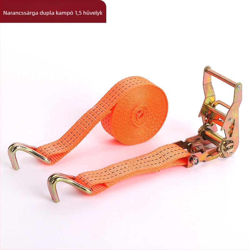 Kétfogú rögzítőhevederek teherfuvarozáshoz, poliészter feszítő mechanizmussal