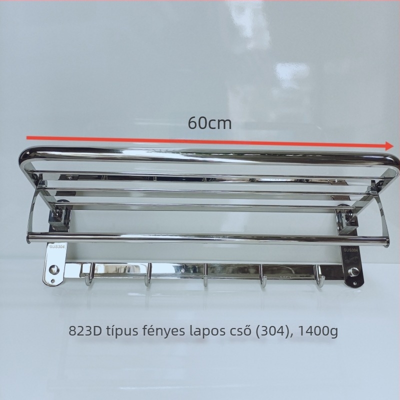 Törölközőtartó 304-es rozsdamentes acélból, felület: csiszolt, teherbírás 5 kg, 1 réteg, modern minimális stílus
