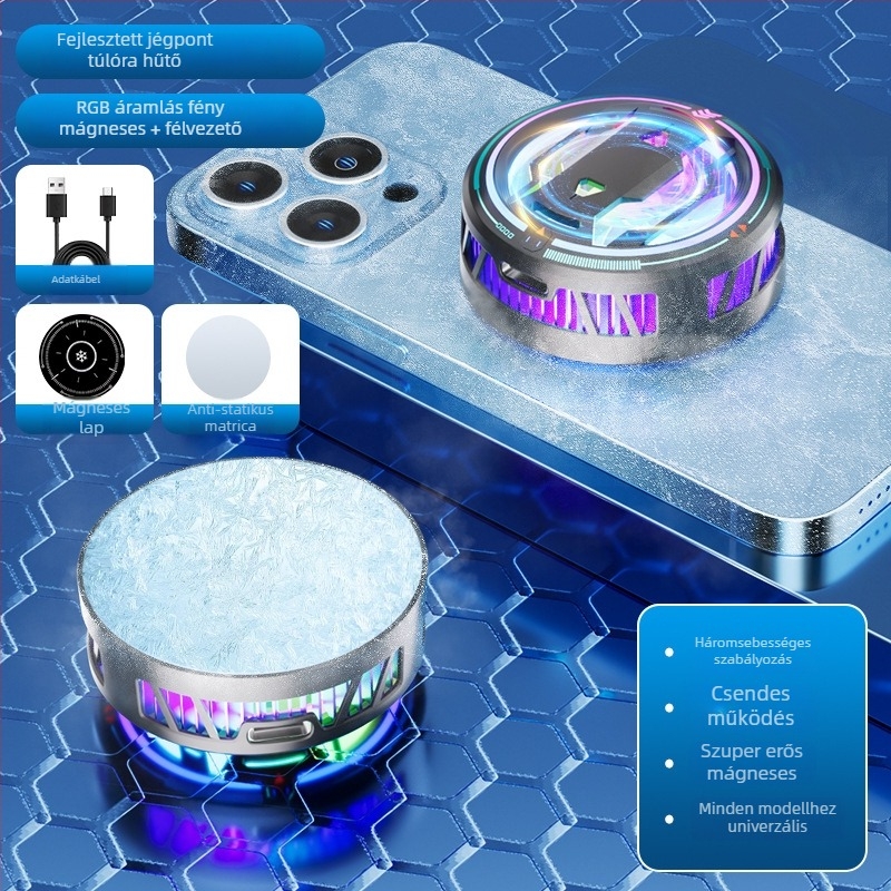 Mágneses telefonhűtő félvezető hűtéssel, asztali vagy állványos tartó, gyorshűtés