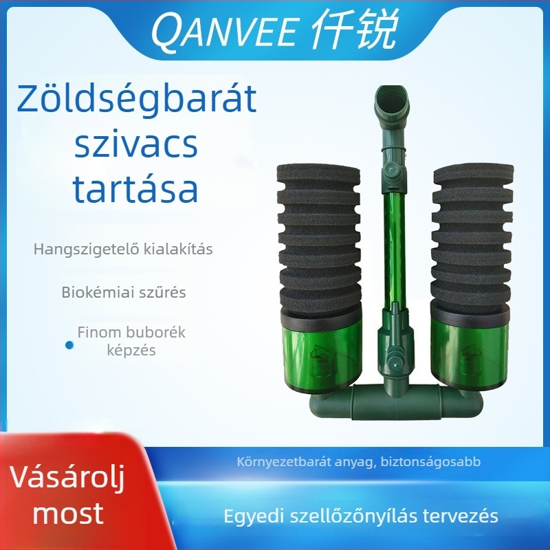 Qanvee Qianrui biokémiai szűrő akvariumhoz oxigénpumpával, baktériumszűrővel, három az egyben dizájn – 500 g