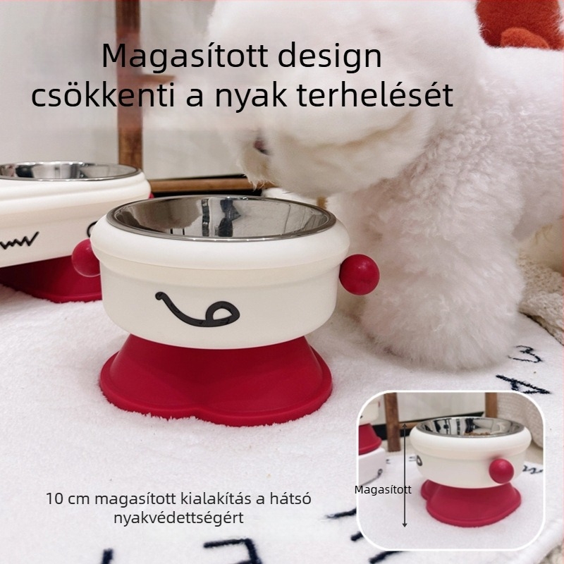 Kutya- és macska etető tálak – Dupla műanyag tál, magas lábak, széles nyílás, fröccsenés elleni, csúszásmentes (Anyag: Műanyag; Eredet: Zhejiang; Dobozok száma: 72; Kategória: Kisállat etető eszközök)