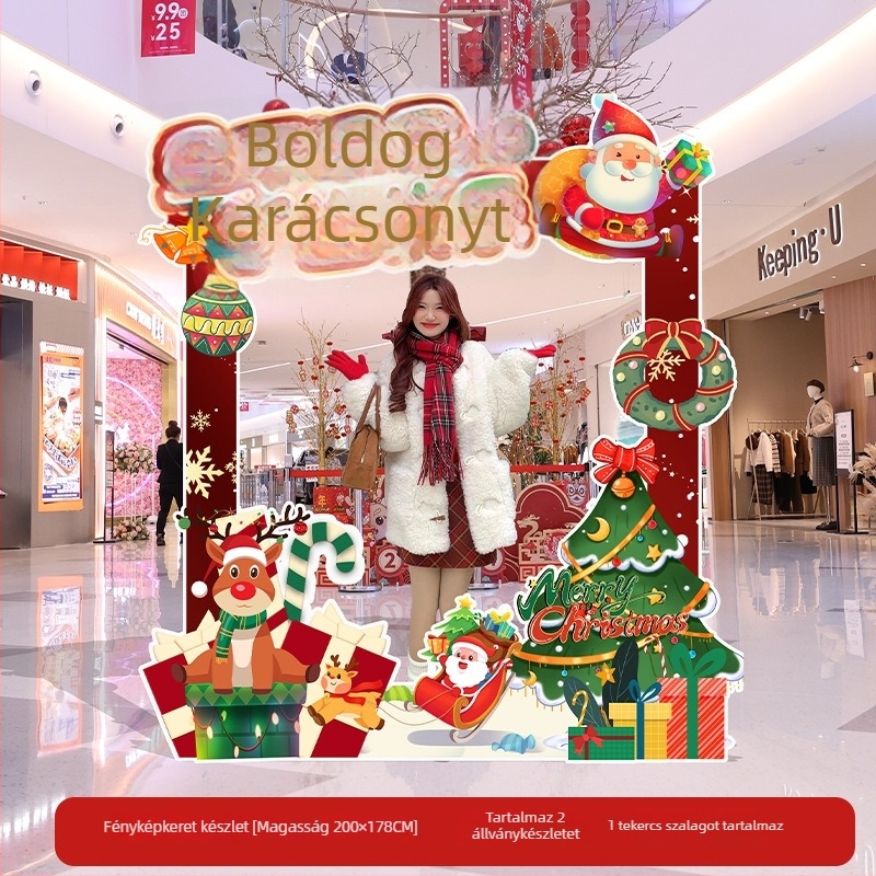 Karácsonyi jelenethez készült helyszíni rekvizit selyemvirágokkal, univerzális stílusú, dekoratív fotóháttér