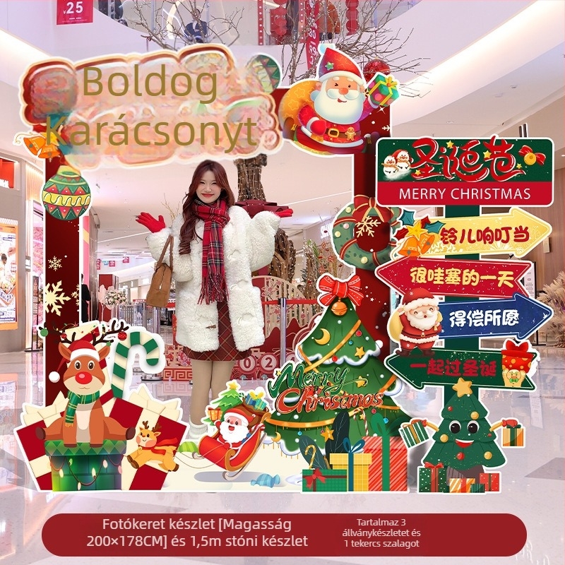 Karácsonyi jelenethez készült helyszíni rekvizit selyemvirágokkal, univerzális stílusú, dekoratív fotóháttér