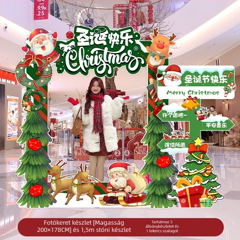 Karácsonyi jelenethez készült helyszíni rekvizit selyemvirágokkal, univerzális stílusú, dekoratív fotóháttér