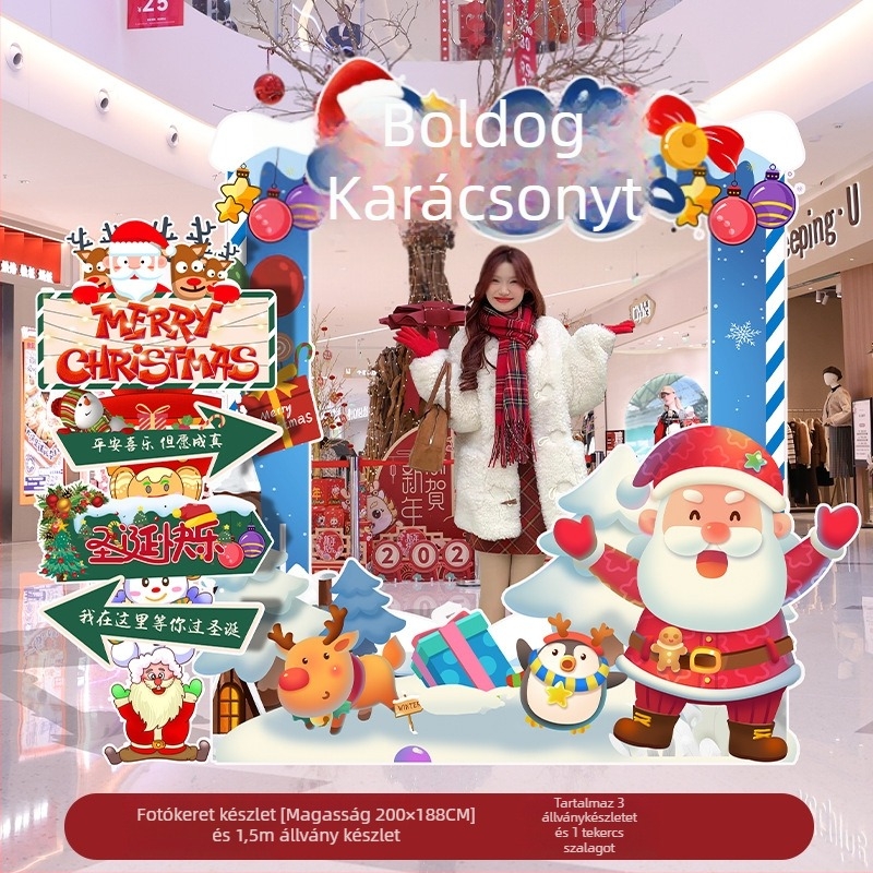 Karácsonyi jelenethez készült helyszíni rekvizit selyemvirágokkal, univerzális stílusú, dekoratív fotóháttér