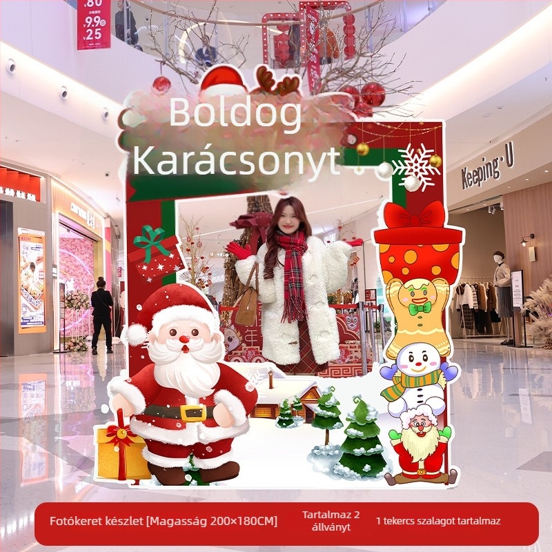 Karácsonyi jelenethez készült helyszíni rekvizit selyemvirágokkal, univerzális stílusú, dekoratív fotóháttér