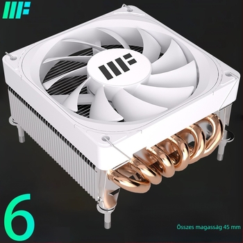 CPU hűtő Zr 600-45, 6 hőcső, hidraulikus csapágy, 900–2000 rpm, léghűtés