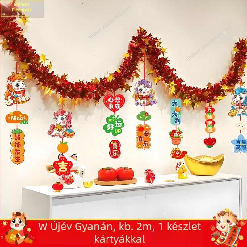 Mennyezeti girland – függő dísz, animált stílus, kellék a helyszín rendezéséhez a Tavaszi Fesztiválhoz