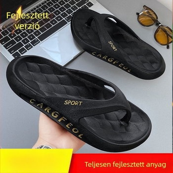 Férfi flip-flop papucs, lazító stílus nyitott lábujjakkal, PVC felső rész, injekciós talp