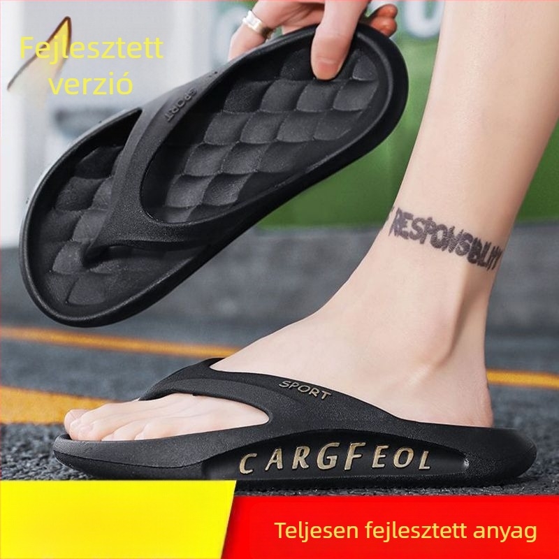 Férfi flip-flop papucs, lazító stílus nyitott lábujjakkal, PVC felső rész, injekciós talp