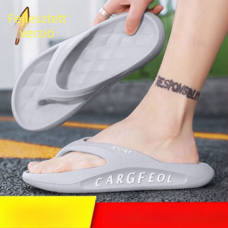 Férfi flip-flop papucs, lazító stílus nyitott lábujjakkal, PVC felső rész, injekciós talp