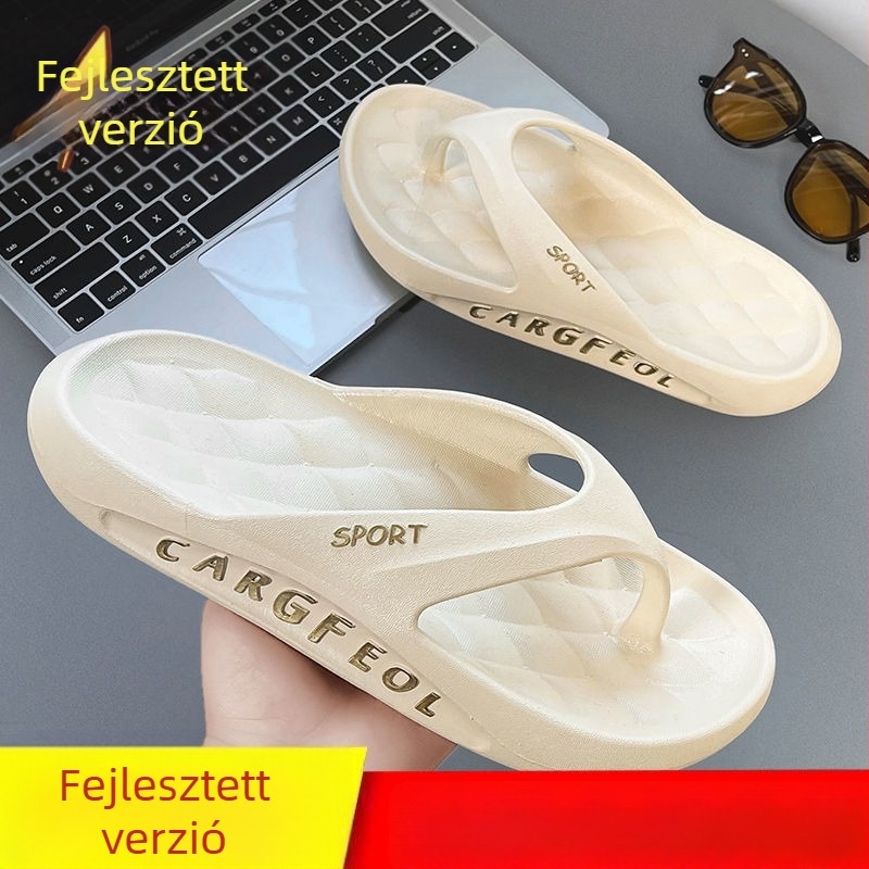 Férfi flip-flop papucs, lazító stílus nyitott lábujjakkal, PVC felső rész, injekciós talp