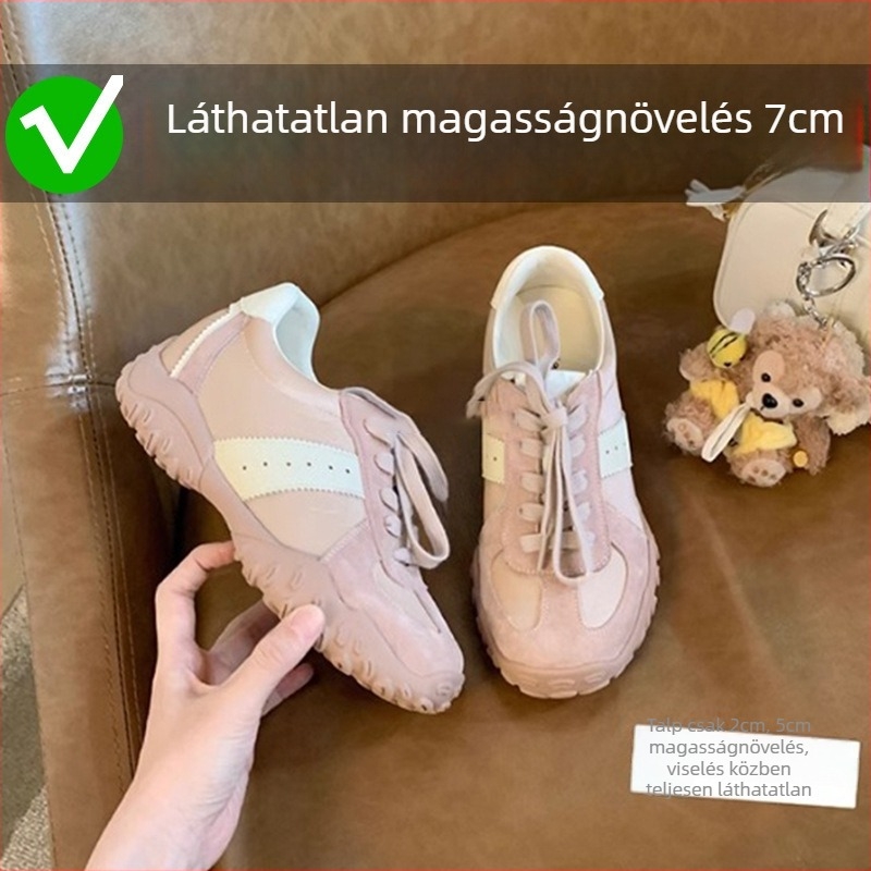 Női edzőcipő tehenbőrből, kerek orr, középmagas felsőrész, fűzővel, gumitalp