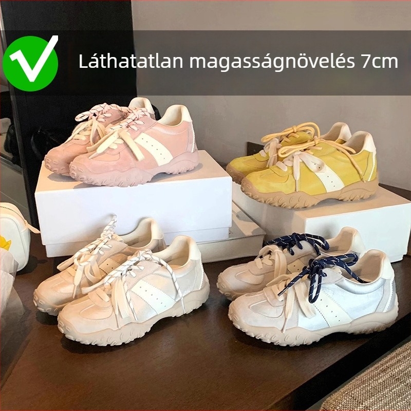 Női edzőcipő tehenbőrből, kerek orr, középmagas felsőrész, fűzővel, gumitalp