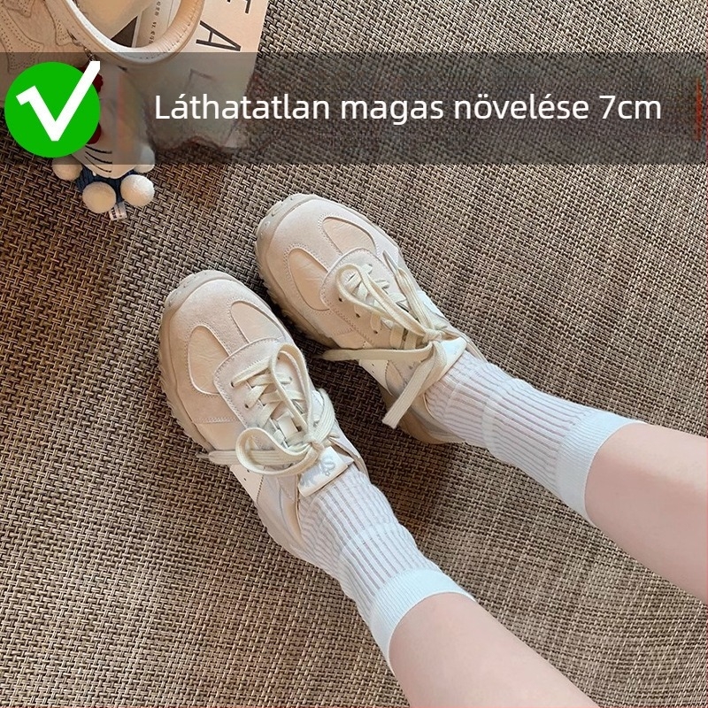 Női edzőcipő tehenbőrből, kerek orr, középmagas felsőrész, fűzővel, gumitalp