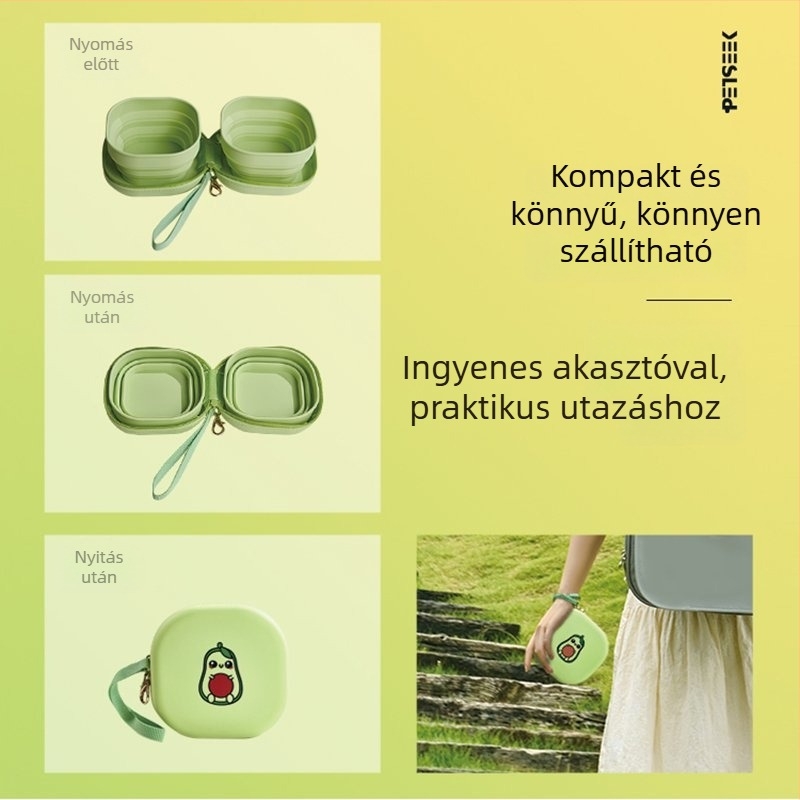 Szilikon összecsukható etető- és itatótál macskáknak – hordozható, kompakt, etetés és ivás számára