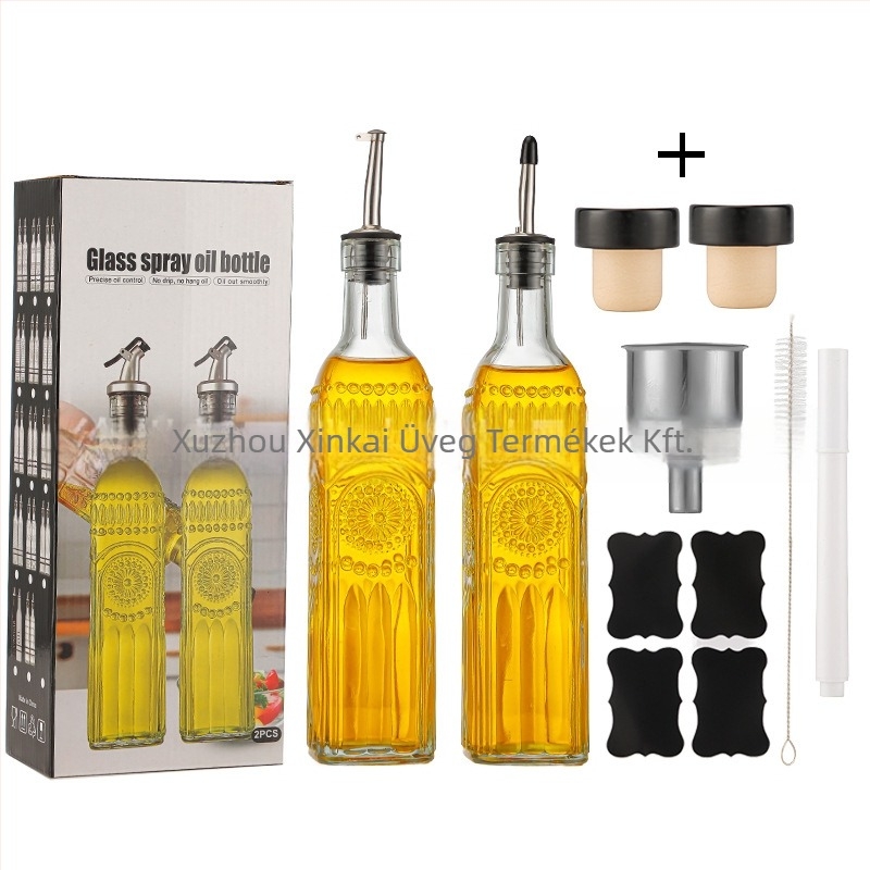 Üvegből készült olívaolaj adagoló spray, négyszögletes forma, modern dizájn, prémium minőség