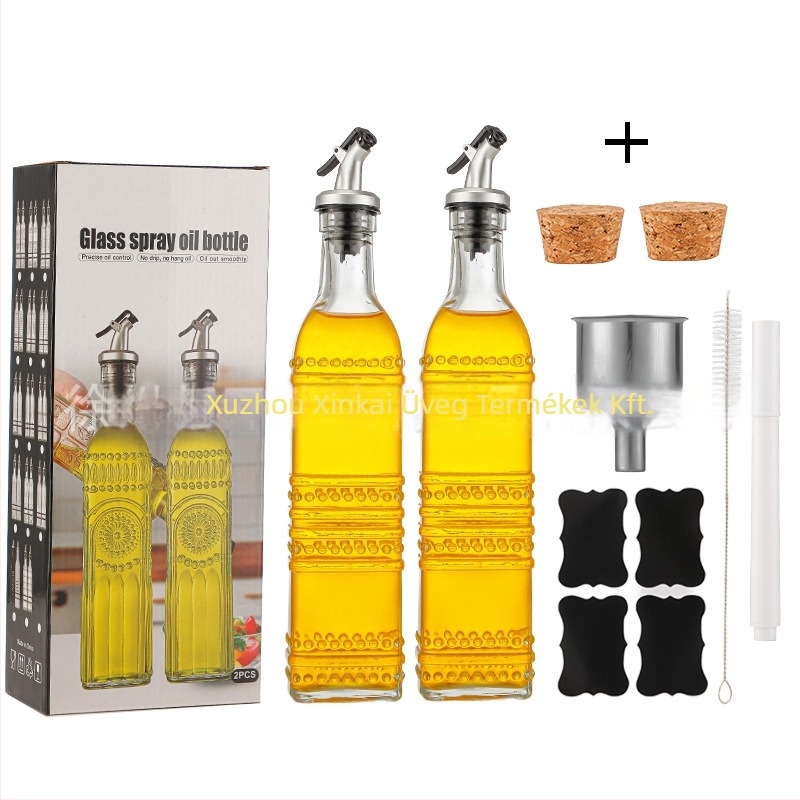 Üvegből készült olívaolaj adagoló spray, négyszögletes forma, modern dizájn, prémium minőség