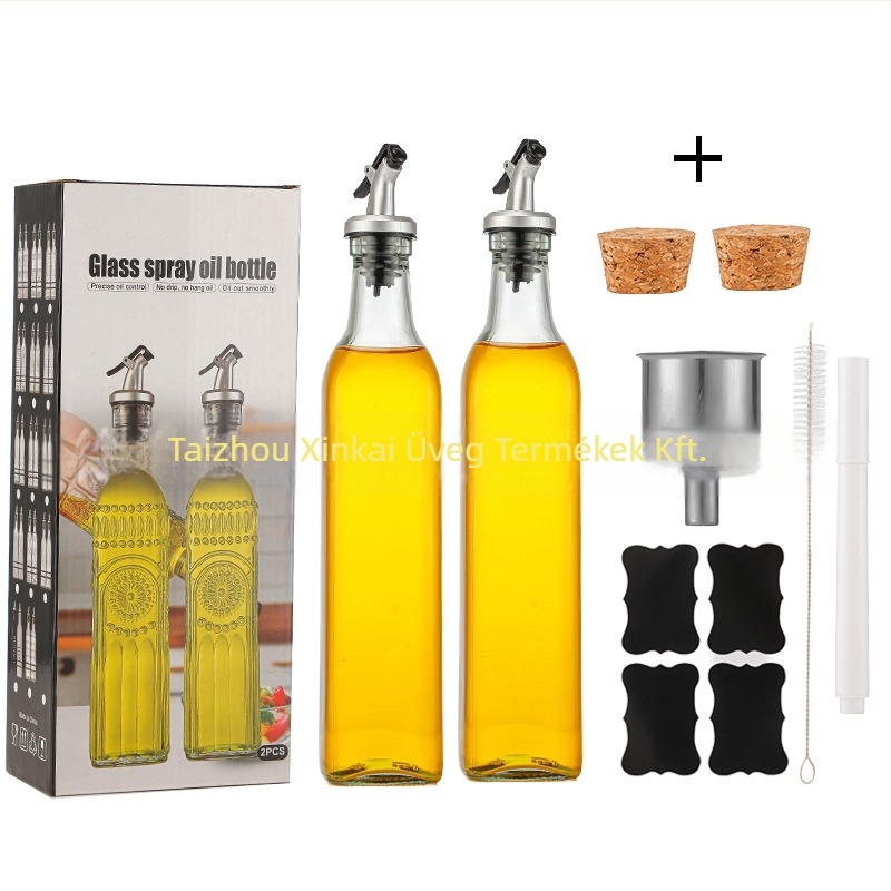 Üvegből készült olívaolaj adagoló spray, négyszögletes forma, modern dizájn, prémium minőség