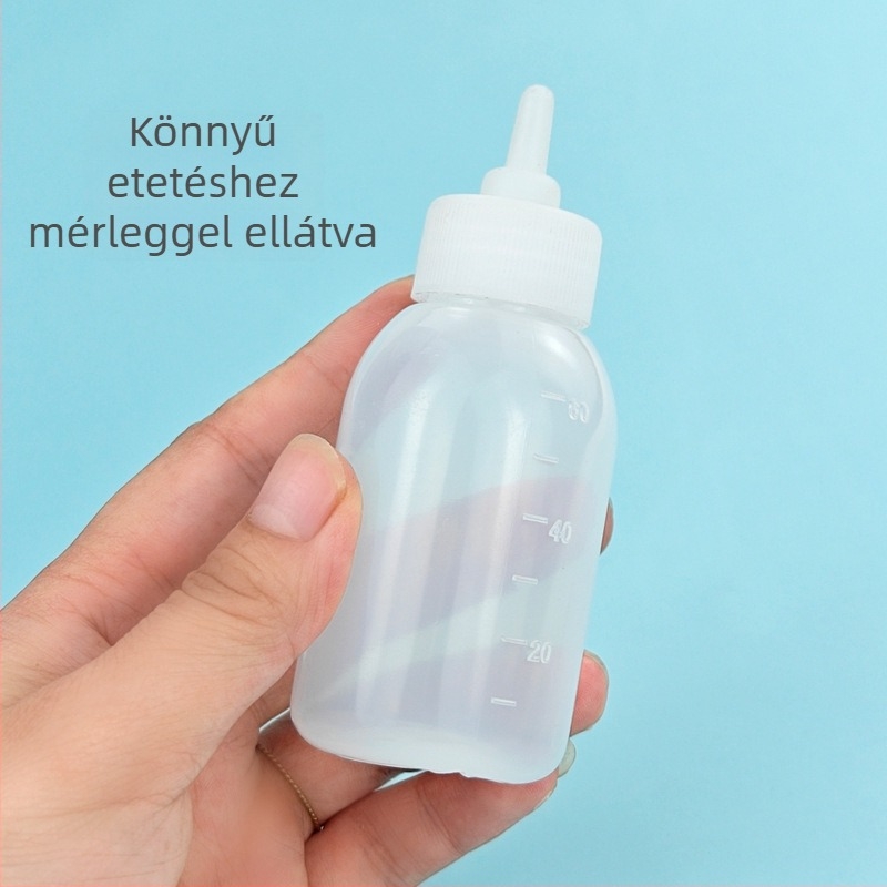 Macska etető üveg készlet puha szilikon szívófejjel – műanyag etetési kellékek