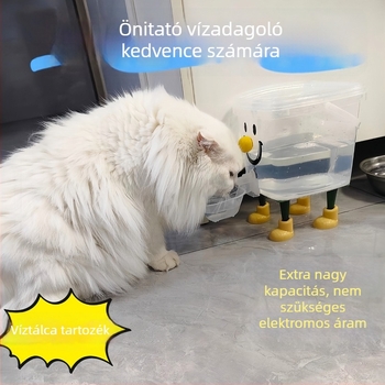Műanyagból készült, nem elektromos háziállatvíz-adagoló, nagy kapacitású macskáknak