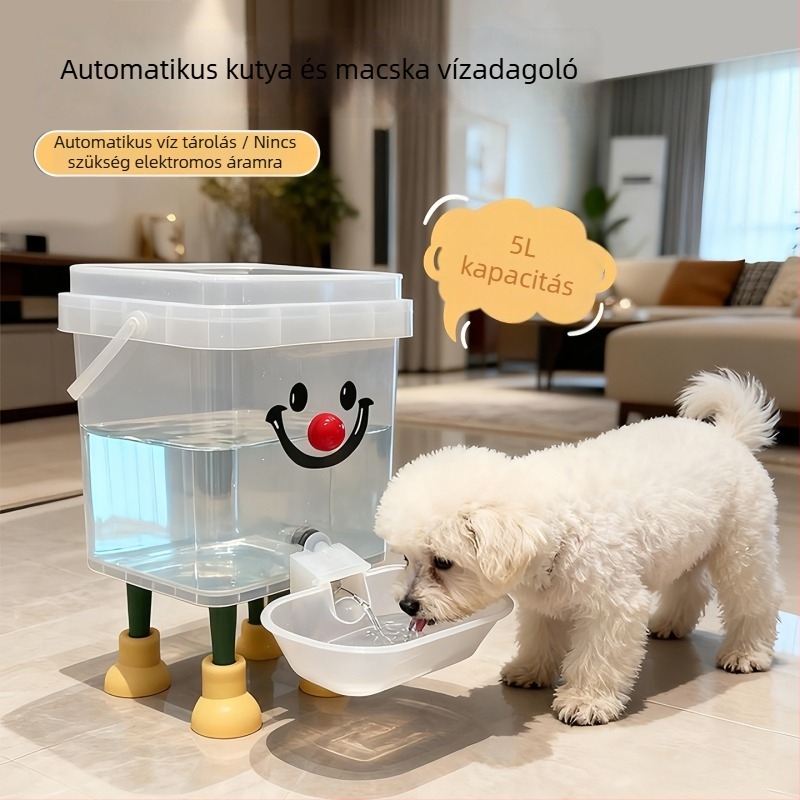 Műanyagból készült, nem elektromos háziállatvíz-adagoló, nagy kapacitású macskáknak