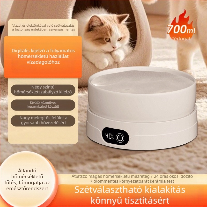 Intelligens kerámiás melegített macska vízforrás, állandó hőmérséklet és anti-spill kialakítás