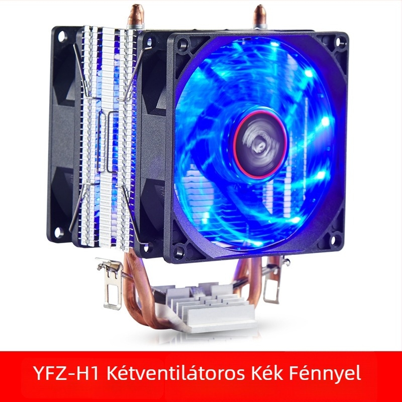CPU hőleadó, réz kettős cső, olajjal töltött csapágy, 1 200 RPM, ultracsendes