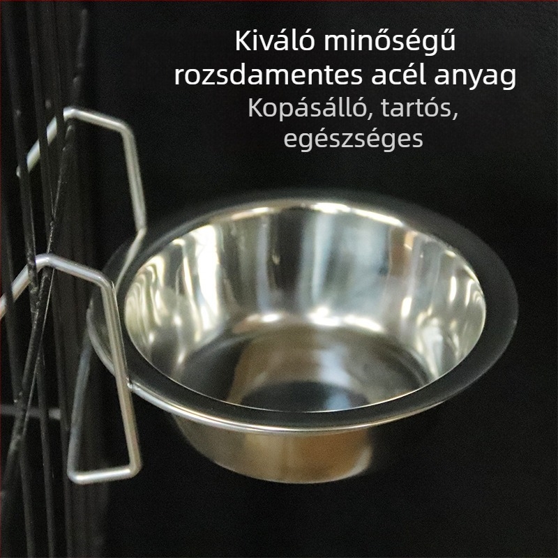 Damai, felfüggeszthető rozsdamentes acélból készült tál macskáknak és kutyáknak, nagy kapacitású, dupla használat ételre és italra, megakadályozza a kiborulást.