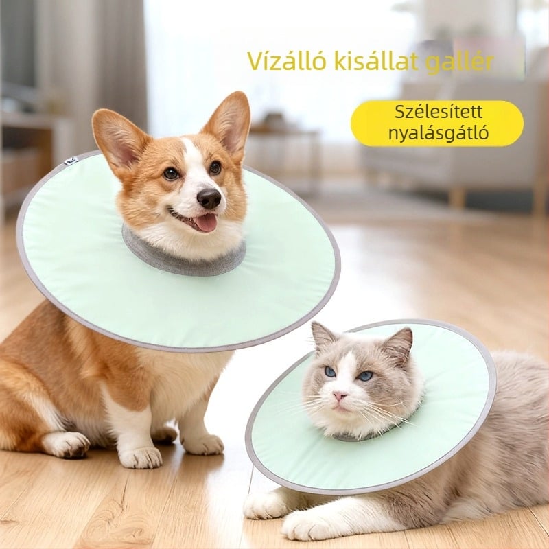 Vízálló Elizabeth-kollár macskáknak és kutyáknak, könnyű, állítható, harapás- és nyalogatás elleni védelem