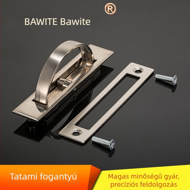 Tatami-stílusú beépített szekrényajtó fogantyú, fekete cinkötvözet, rejtett forgó fogantyú