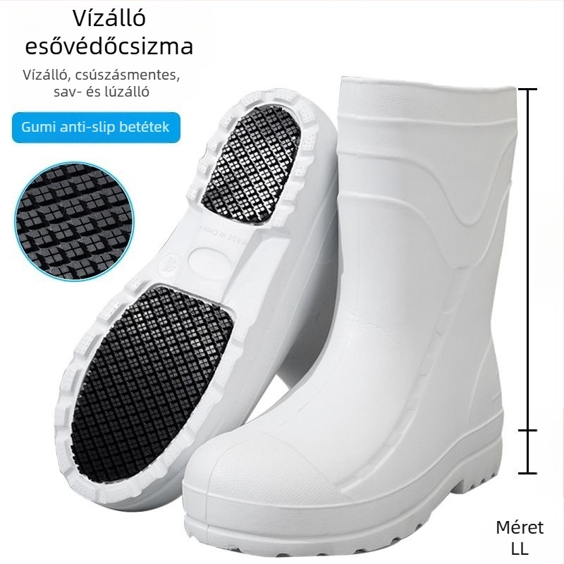 Esőcsizmák EVA felsőrész, középmagas cső, csúszásmentes talp, textil talpbetét, uniszex