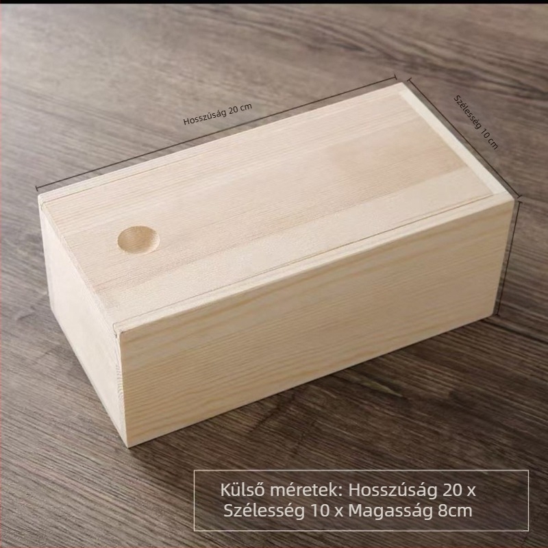 Kihúzható fa teásdoboz, tömörfa asztali tárolódoboz, ajándékdoboz, téglalap alakú fa ékszerdoboz