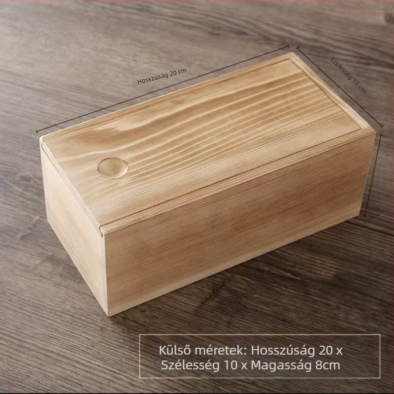 Kihúzható fa teásdoboz, tömörfa asztali tárolódoboz, ajándékdoboz, téglalap alakú fa ékszerdoboz