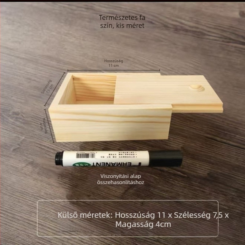 Kihúzható fa teásdoboz, tömörfa asztali tárolódoboz, ajándékdoboz, téglalap alakú fa ékszerdoboz