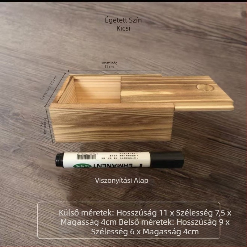 Kihúzható fa teásdoboz, tömörfa asztali tárolódoboz, ajándékdoboz, téglalap alakú fa ékszerdoboz