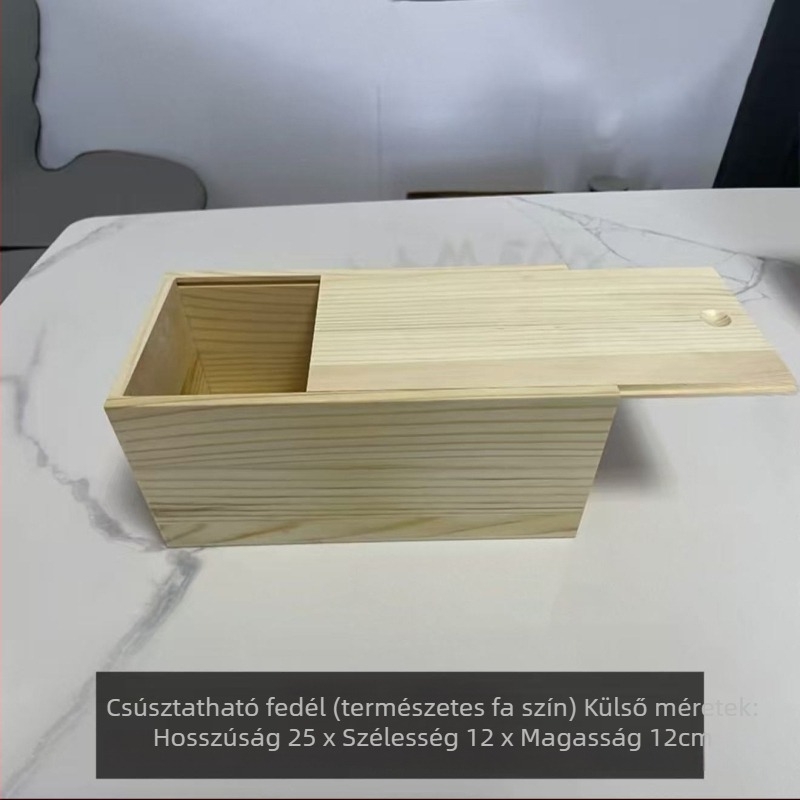 Kihúzható fa teásdoboz, tömörfa asztali tárolódoboz, ajándékdoboz, téglalap alakú fa ékszerdoboz