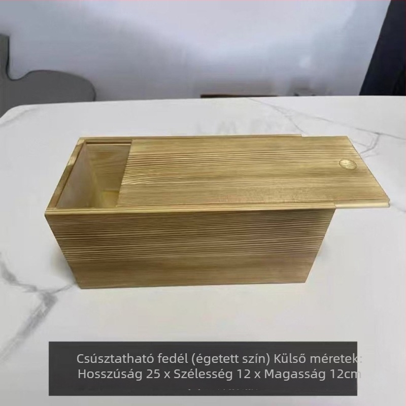 Kihúzható fa teásdoboz, tömörfa asztali tárolódoboz, ajándékdoboz, téglalap alakú fa ékszerdoboz