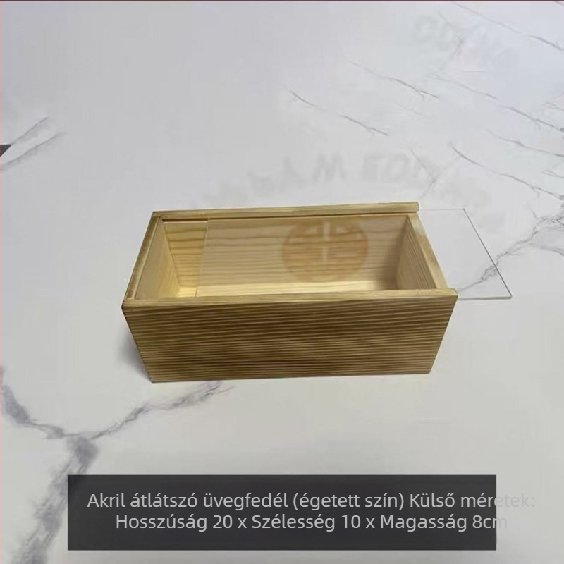Kihúzható fa teásdoboz, tömörfa asztali tárolódoboz, ajándékdoboz, téglalap alakú fa ékszerdoboz