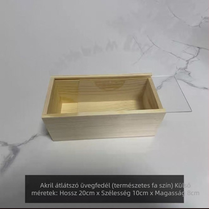 Kihúzható fa teásdoboz, tömörfa asztali tárolódoboz, ajándékdoboz, téglalap alakú fa ékszerdoboz