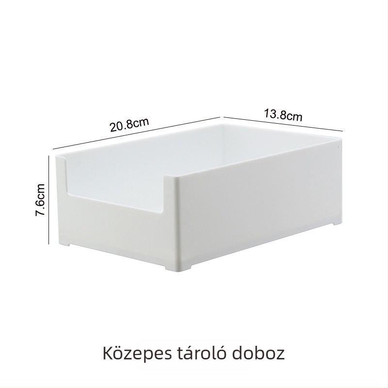 Japán stílusú műanyag asztali tároló doboz kozmetikumok és maszkok számára, derékszögű dizájn, 2L kapacitás