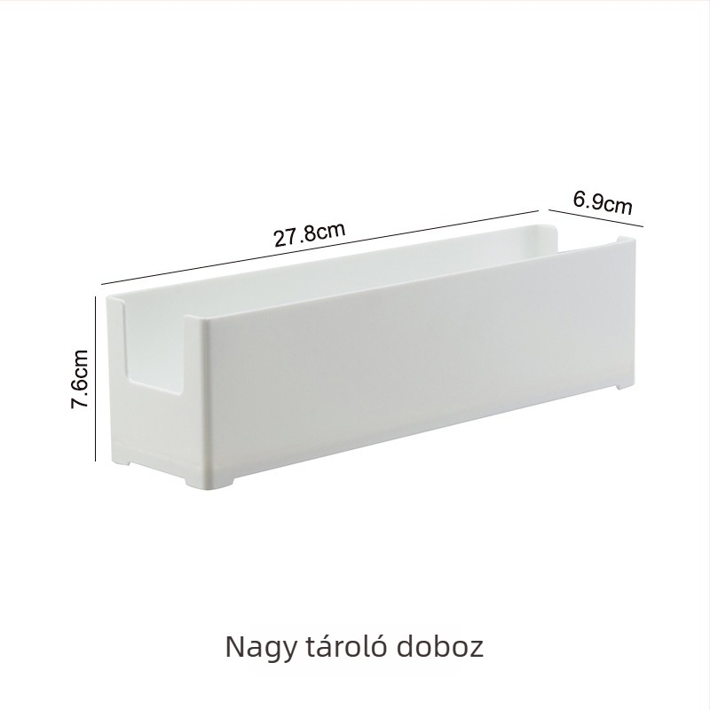 Japán stílusú műanyag asztali tároló doboz kozmetikumok és maszkok számára, derékszögű dizájn, 2L kapacitás