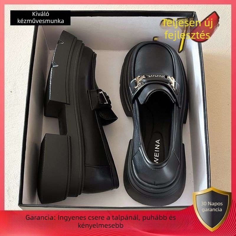 Női Mary Jane cipők vastag talppal, kerek orrú, mikroszálas bőr felsőrész, slip-on, koreai stílus