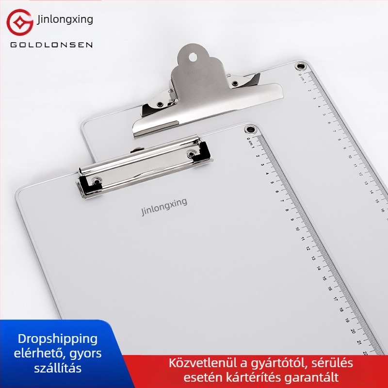 Fémes íróasztali tábla csipesz és lemezklipsz, A4/A5-hoz, lemezvastagság 5 mm, hátsó szélesség 316x226 vagy 231x154