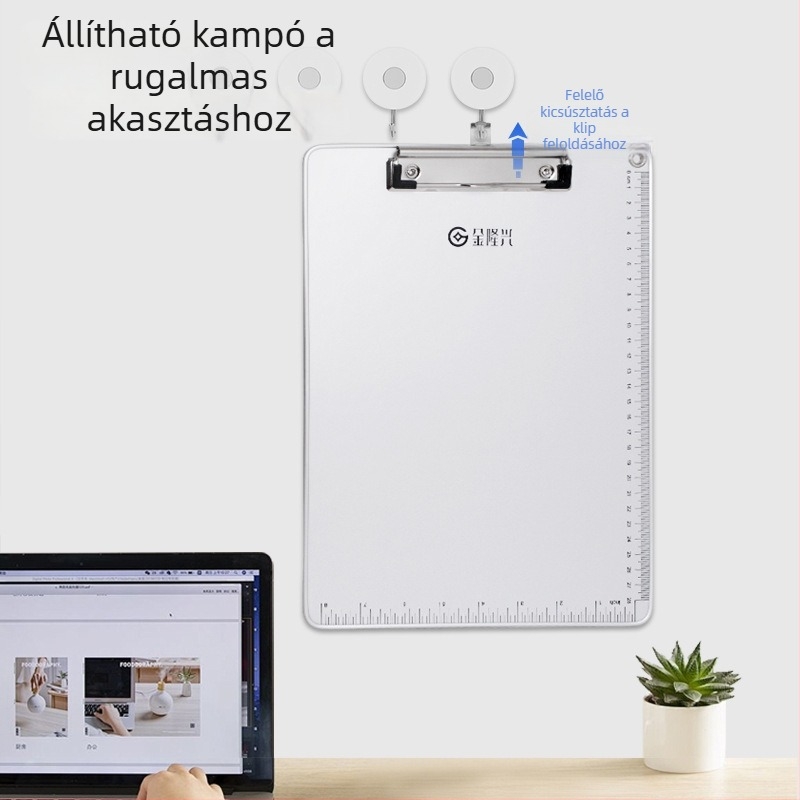 Fémes íróasztali tábla csipesz és lemezklipsz, A4/A5-hoz, lemezvastagság 5 mm, hátsó szélesség 316x226 vagy 231x154