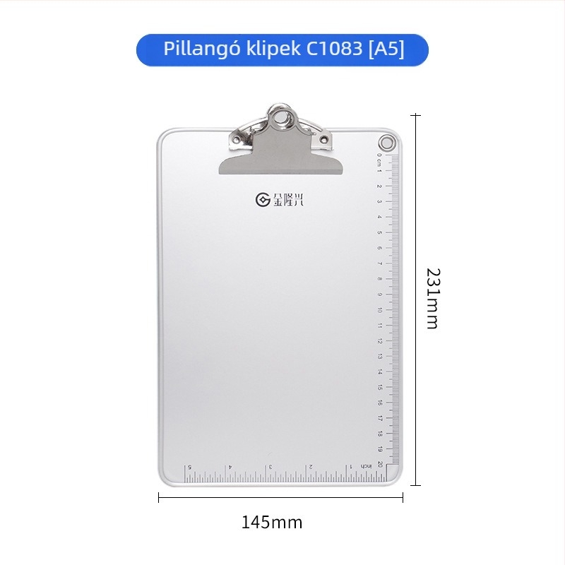 Fémes íróasztali tábla csipesz és lemezklipsz, A4/A5-hoz, lemezvastagság 5 mm, hátsó szélesség 316x226 vagy 231x154